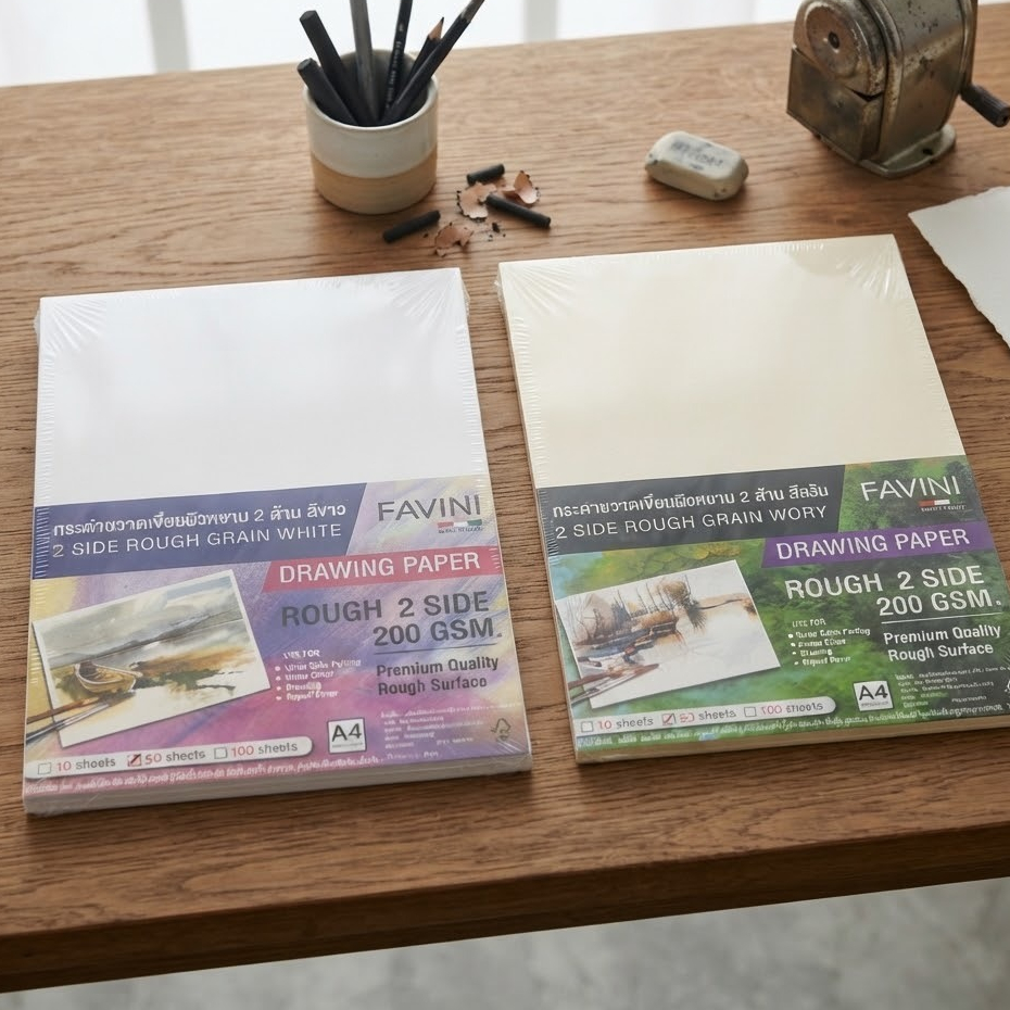 Favini  กระดาษวาดเขียน กระดาษ100 ปอนด์ ผิวหยาบ 2ด้าน หนา200แกรม A4 50แผ่น