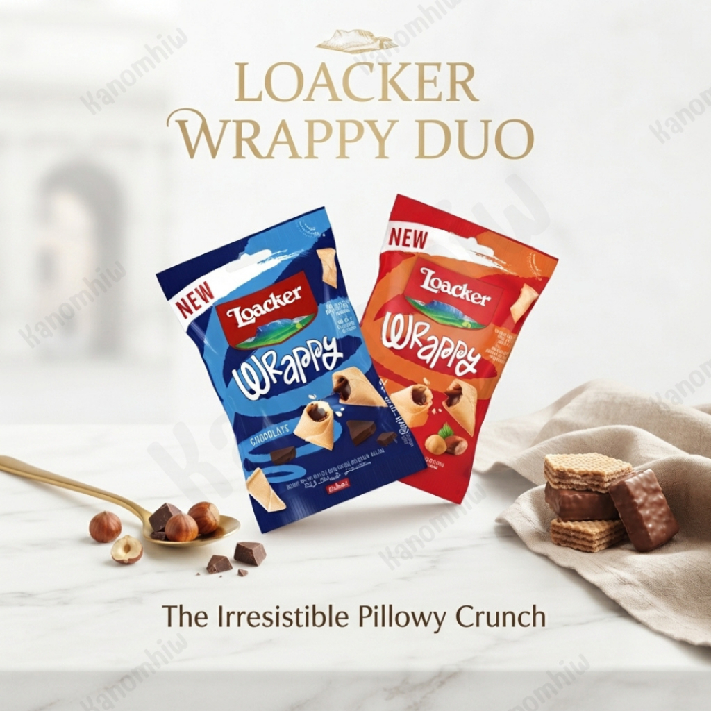 Loacker Wrappy wafer น้ำหนัก 50 กรัม มี 2 รส ผลิตในประเทศออสเตรีย