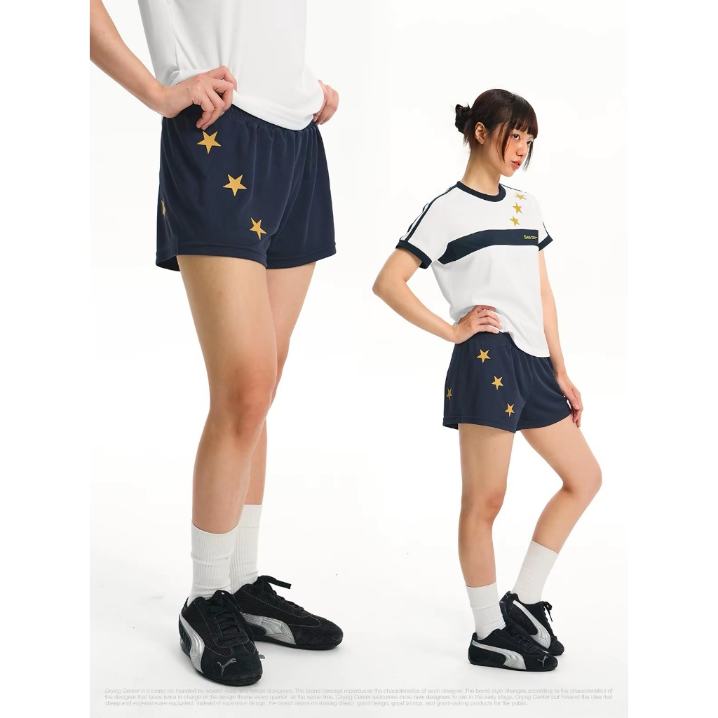 CryingCenter กางเกงขาสั้น ผ้านุ่ม ไร้ตะเข็บ มีซับใน Star Seamless Shorts