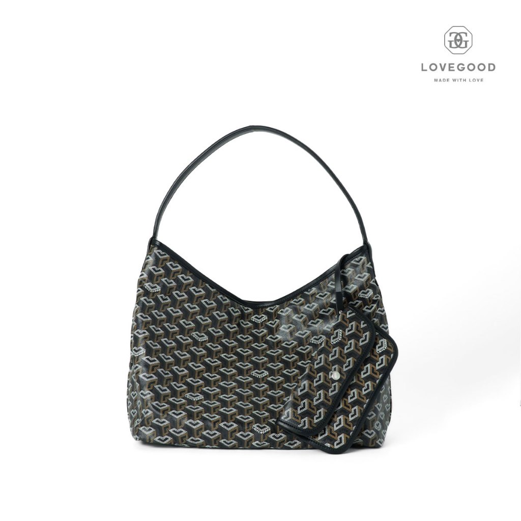 [ LoveGood ] Sphere Hobo กระเป๋า Canvas ลายพิเศษ หูจับหนังวัวแท้ ไซส์ 13" ทรงโฮโบ ขึ้นไหล่ สวยๆ