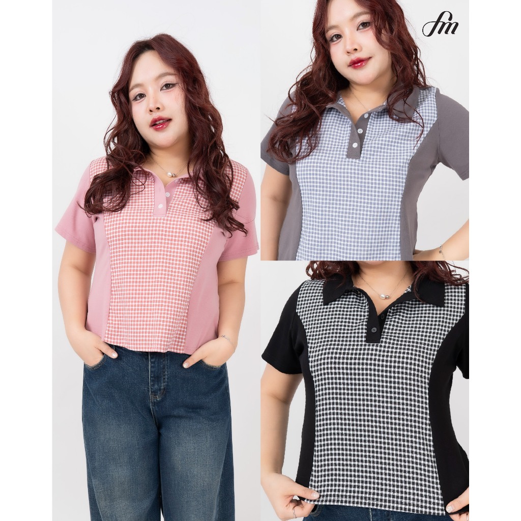 FAMOUS เสื้อคอปกลายสก็อต #FMBL-G3T092