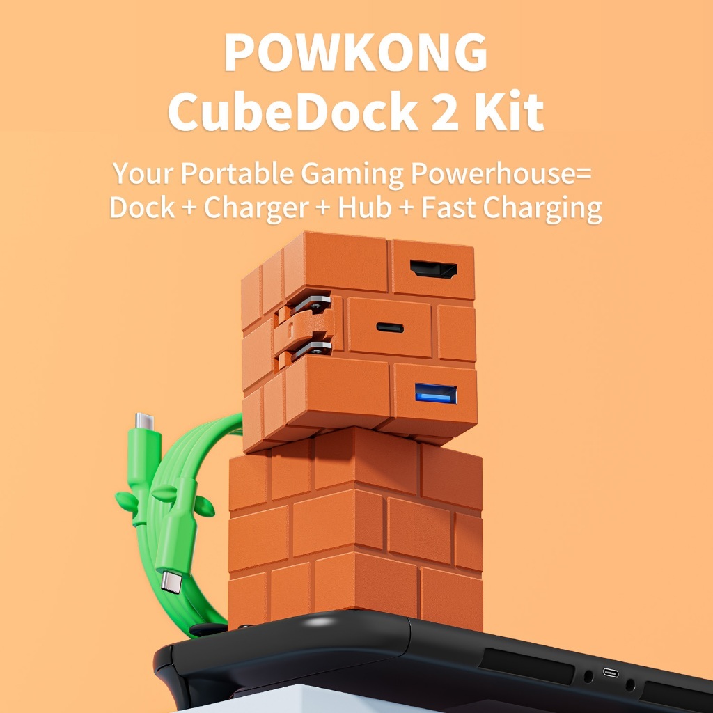 [ของแท้]POWKONG Cubedock Brick Dock Charger แท่นชาร์จ Nintendo Switch 3in1 Max60W GaN HDMI 4K 120Hz USB-A อิฐMario