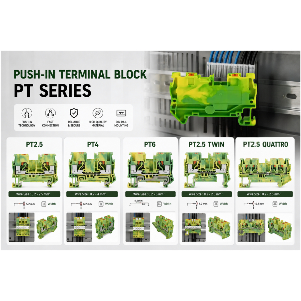 PT PE/Ground Terminal Block : เทอร์นินอล PE / Ground PT2.5 (PT2.5-GND)
