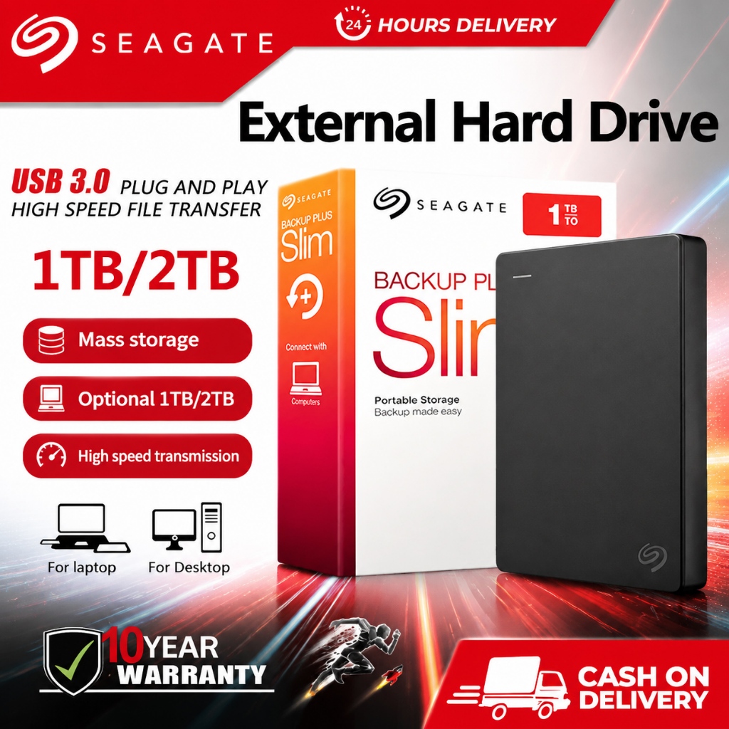 [ประกัน 10 ปี]Seagate External Harddisk HDD1TB 2TB HDD USB3.0 Hard Drive ฮาร์ดดิสก์พกพา ของแท้ Hardi