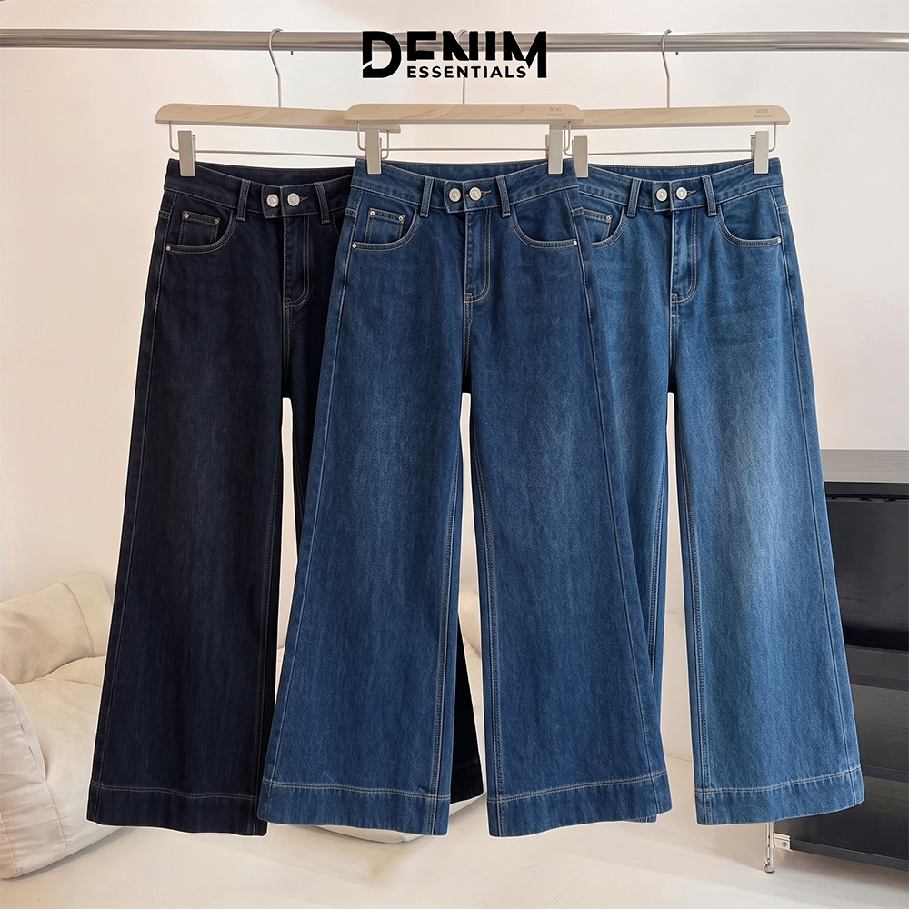 S~5XL Jeans Straight-leg pants Multicolor กางเกงยีนส์ผู้หญิง เอวสูง กระดุมคู่ ทรงขากว้าง มี 3 สี ทรงตรง หลวมสบาย HOT