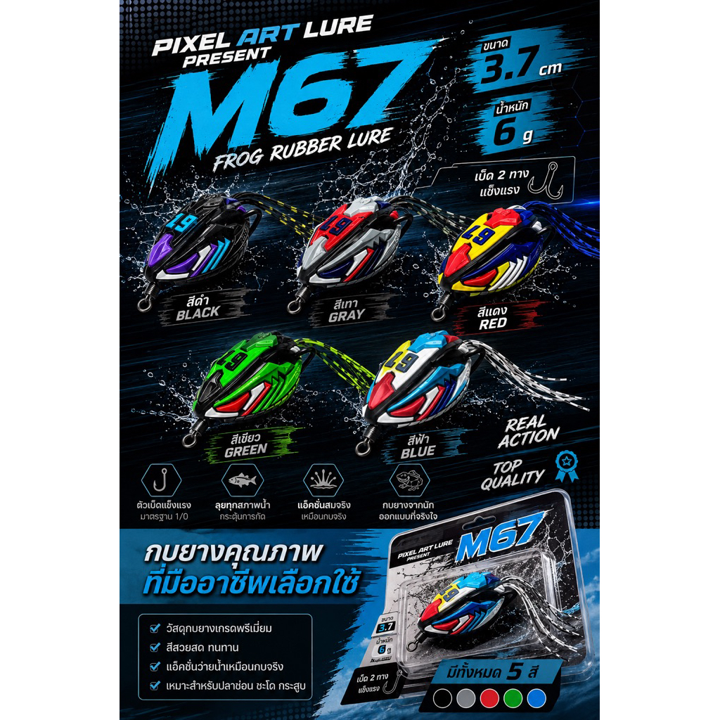 กบยางM67ตกปลาช่อนขนาด3.7cmหนัก6กรัม