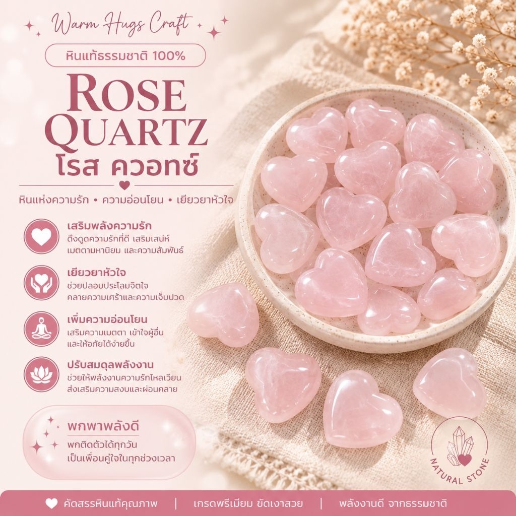 Amulet >> หินมงคล หินนำโชค เสริมพลัง Rose Quartz โรสควอร์ส หินแห่งความรัก | คริสตัลตกแต่ง เครื่องราง สายมู ของแต่งบ้าน