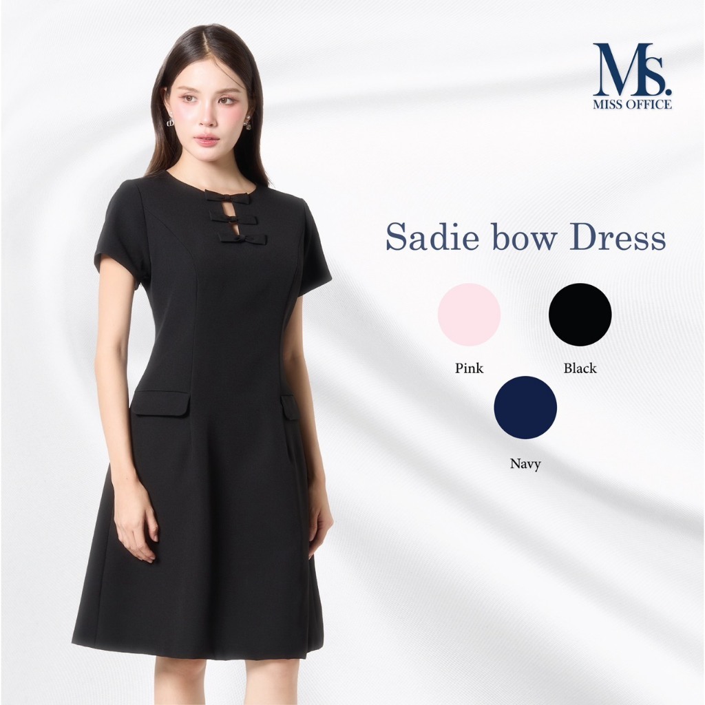 Friday Attire เดรสคอโบว์กระโปรงทรงเอมีกระเป๋า (Sadie Bow Dress) (FD-032)
