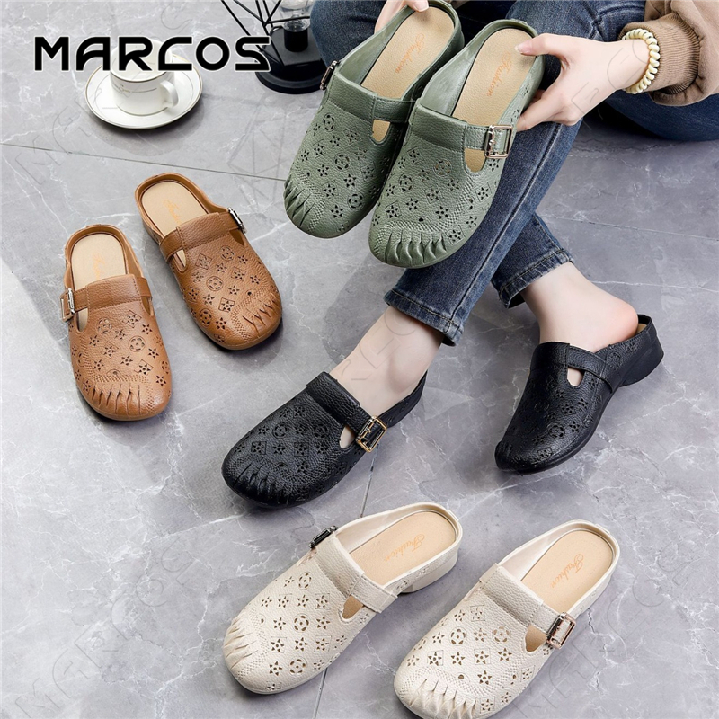 MARCOS รองเท้าแตะผู้หญิง แบน เปิดนิ้วเท้า นุ่ม ระบายอากาศ สบาย กันลื่น เหมาะกลางแจ้ง การจัดส่งที่รวดเร็ว เบอร์29