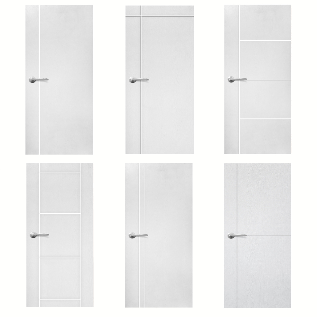 Polywood ประตู uPVC (ไม่รวมวงกบ) รุ่น PRM สีขาว เซาะร่อง ประตูทนแดด สำหรับใชัภายนอกและภายใน โพลีวูด ประตูภายนอก
