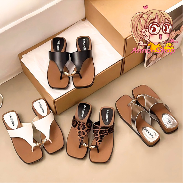 Anna shop  รองเท้าแตะแฟชั่น มาใหม่ เรียบหรู รองเท้าแตะสไตล์เกาหลี งานมินิมอล  T436