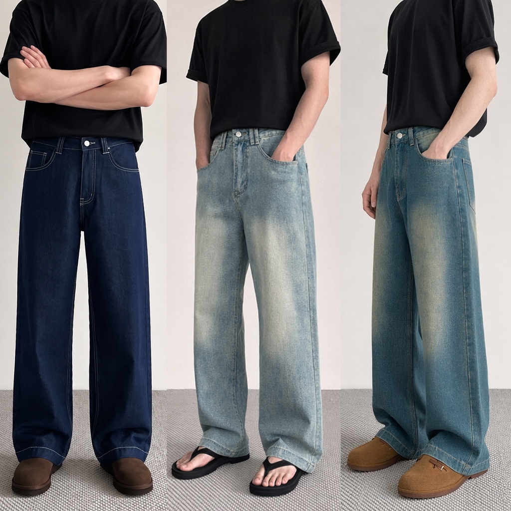 Baggy Jeans กางเกงยีนส์ทรงหลวมใส่สบายสำหรับทั้งชายและหญิง XS-3XL กางเกงยีนส์สไตล์เรโทร
