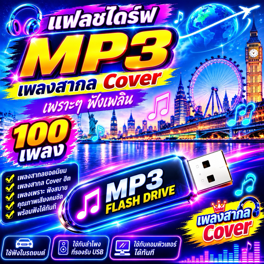 แฟลชไดร์ฟmp3&เมมโมรี่การ์ดmp3รวมเพลงสากลCover