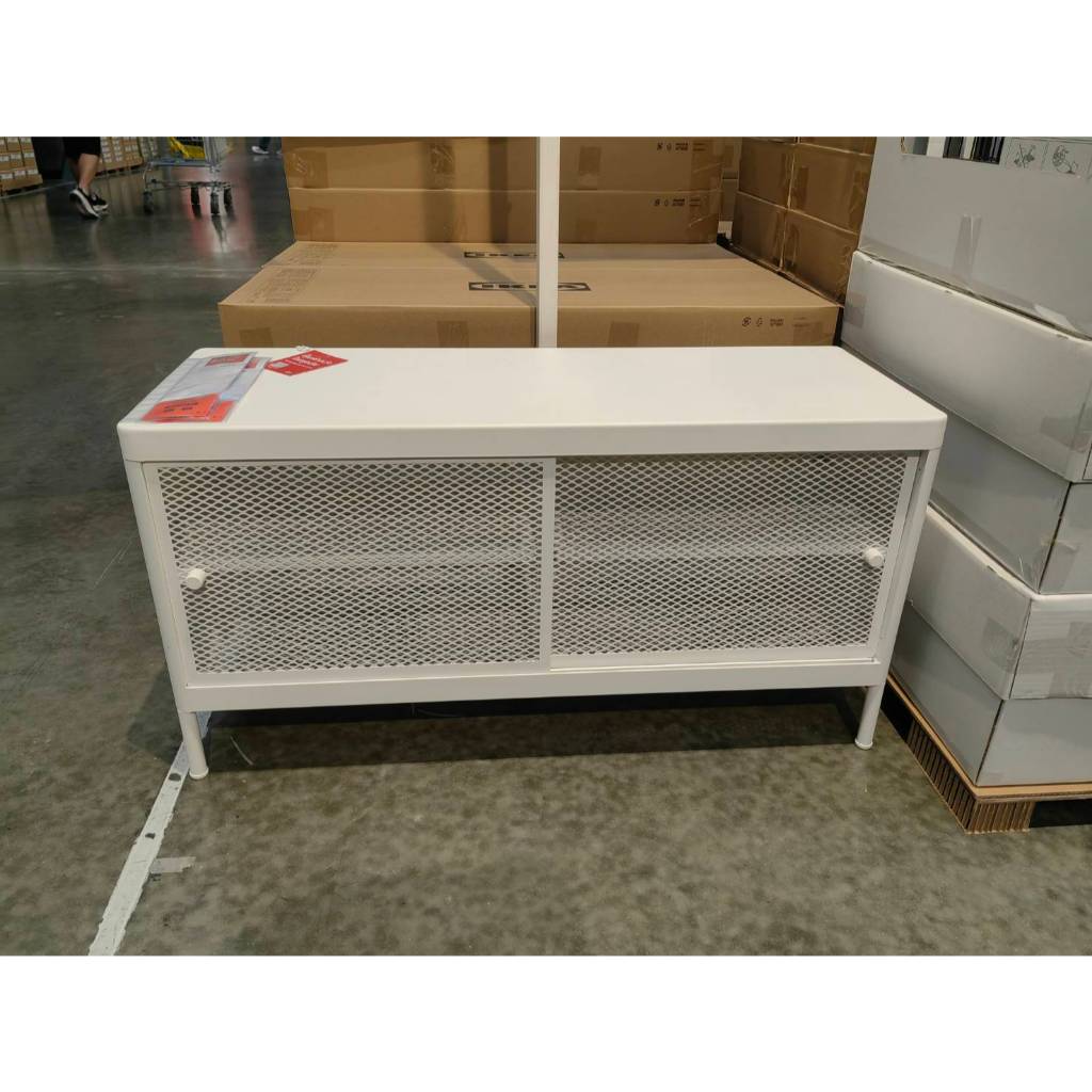 MACKAPÄR มักคาแพร์ ม้านั่งเก็บของบานเลื่อน, ขาว, 100x37x52 ซม.