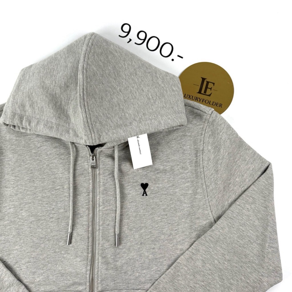 เสื้อฮู้ดซิป Ami de Coeur Zipped Hoodie HSW765 730 0951 สี Grey สแกนQRเช็คได้ ของแท้ 100%