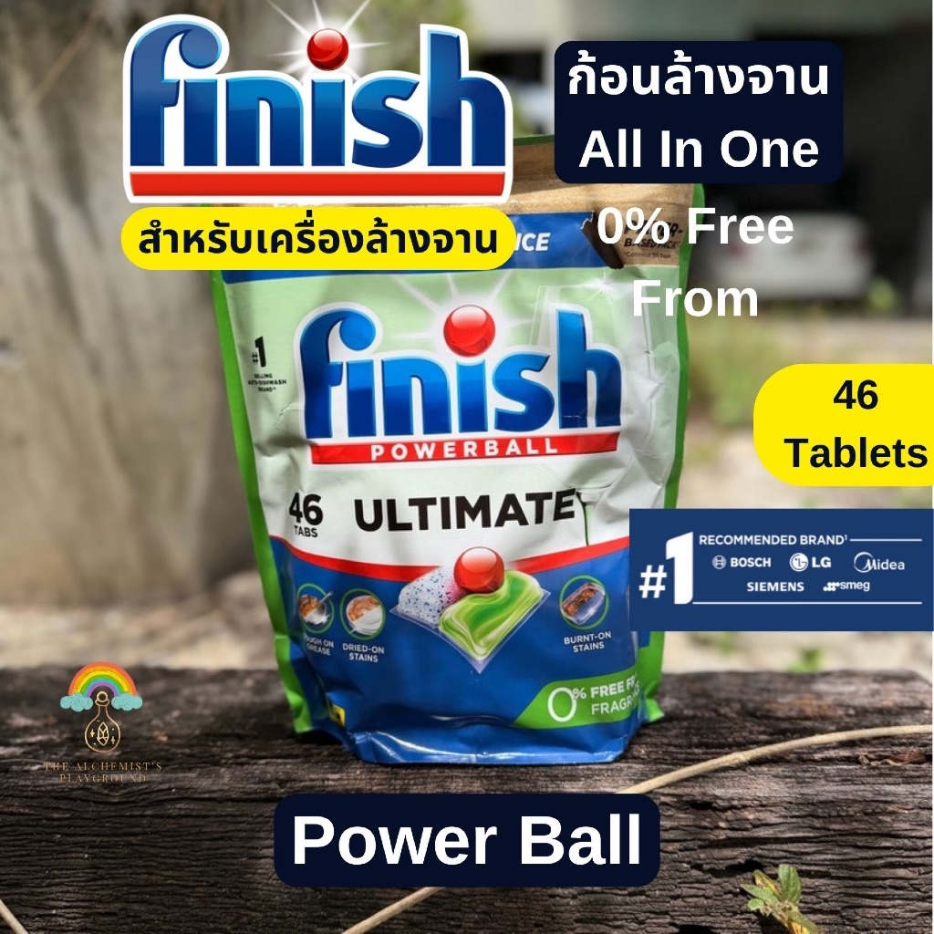 ก้อนล้างจาน 46 ก้อน Finish Dishwasher Tablets Ultimate 0% Free From สำหรับเครื่องล้างจานอัตโนมัติ