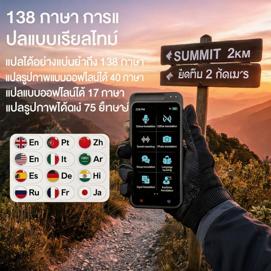 อัพเกรดใหม่เอี่ยม เครื่องแปลภาษาอัจฉริยะ แบบพกพา รองรับ150ภาษาออฟไลน์แบบเรียล