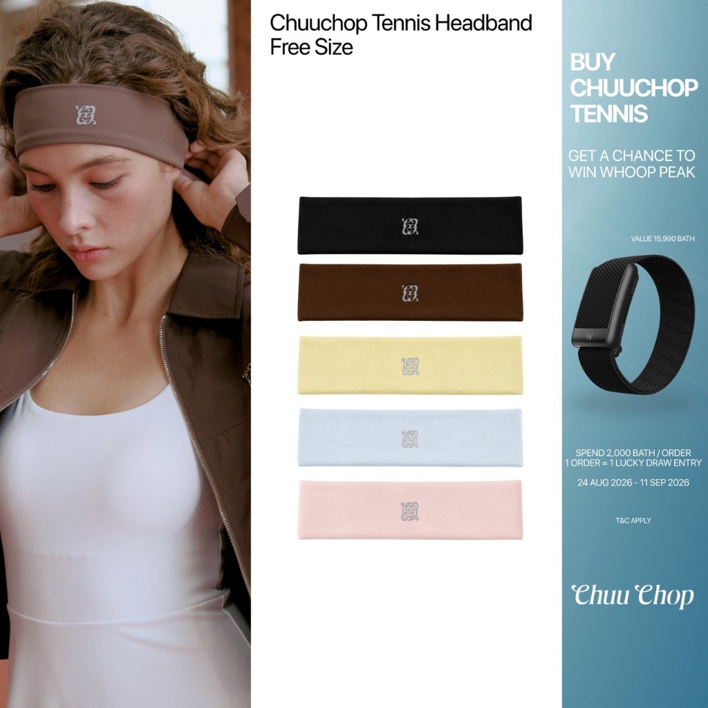 CHUUCHOP | Tennis Headband ผ้าคาดผมเทนนิส ผ้าคาดผมออกกำลังกาย เนื้อนุ่ม ยืดหยุ่นดี (C8634)