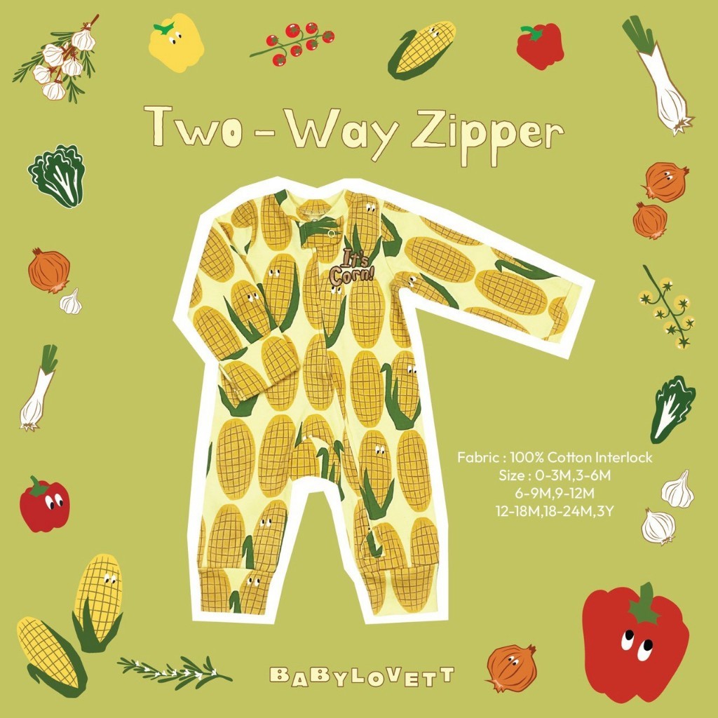 [Babylovett] 13 Veggies - Two way zipper ชุดนอนเปิดเท้า
