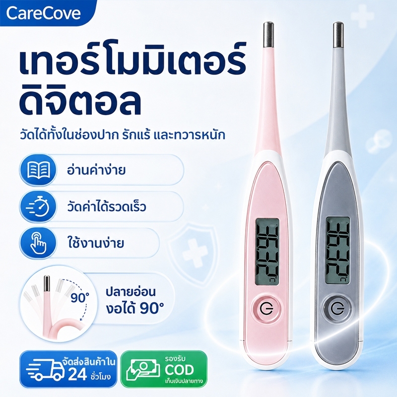 ปรอทวัดไข้ ปรอทดิจิตอล ปรอทวัดไข้ ปลายอ่อนนุ่ม