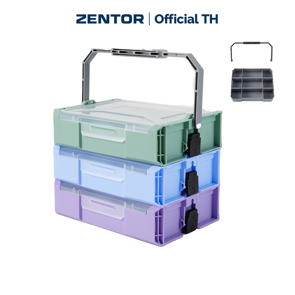 Zentor กล่องเก็บของ อเนกประสงค์ กล่องจัดเก็บอุปกรณ์ ซ้อนได้ พลาสติก ทนทาน Tool Box