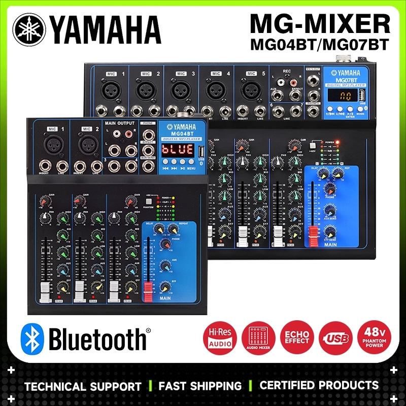 YAMAHA MG04BT/MG07BT มิกเซอร์บลูทูธมืออาชีพขนาดเล็ก 4/7 ช่องสัญญาณ สำหรับใช้ในบ้าน ร้องคาราโอเกะ และ