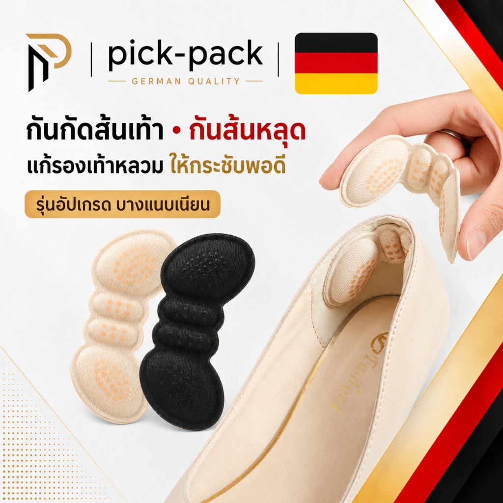 แผ่นกันรองเท้ากัด ปรับขนาดรองเท้า ป้องกันการเสียดสี บรรเทาอาการปวดส้นเท้า