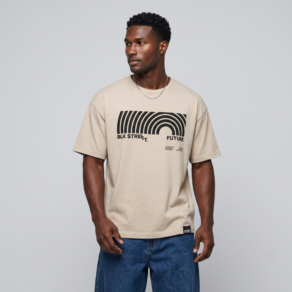 DAVIE JONES تيشيرت رجالي واسع جرافيك BLK STREET — صورة 6