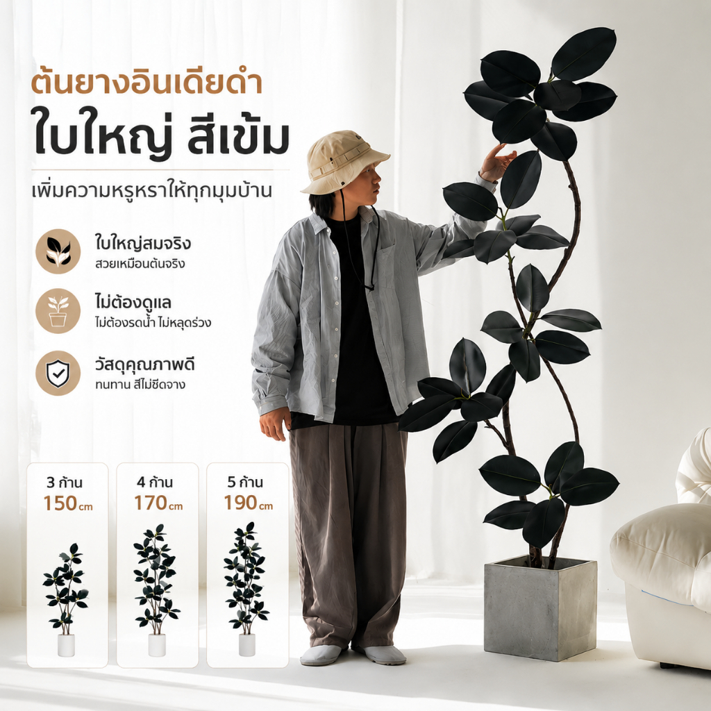 【2026 รุ่นใหม่】 ต้นไม้ปลอม ต้นไม้ปลอมใหญ่ 150/170/190cm ความจำลอง 99% ลวดเหล็กในตัว สามารถดัดโค้งได้อิสระ