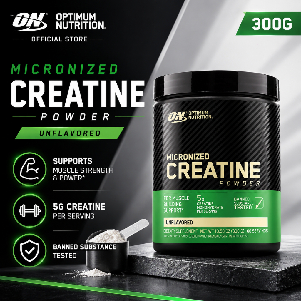 Optimum Nutrition Micronized Creatine Powder 300g | 100% Creatine Monohydrate เพิ่มกล้ามเนื้อ เพิ่มพลัง สำหรับ Gym