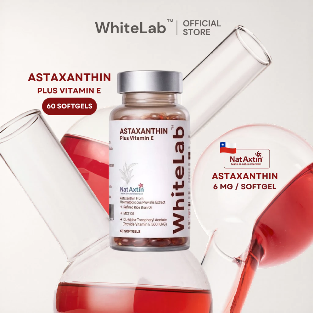[60 เม็ด] Whitelab ไวท์แลป Astaxanthin แอสต้าแซนทีน 6 mg ทานวันละ 2 เม็ด พร้อมมื้ออาหารมื้อหลัก
