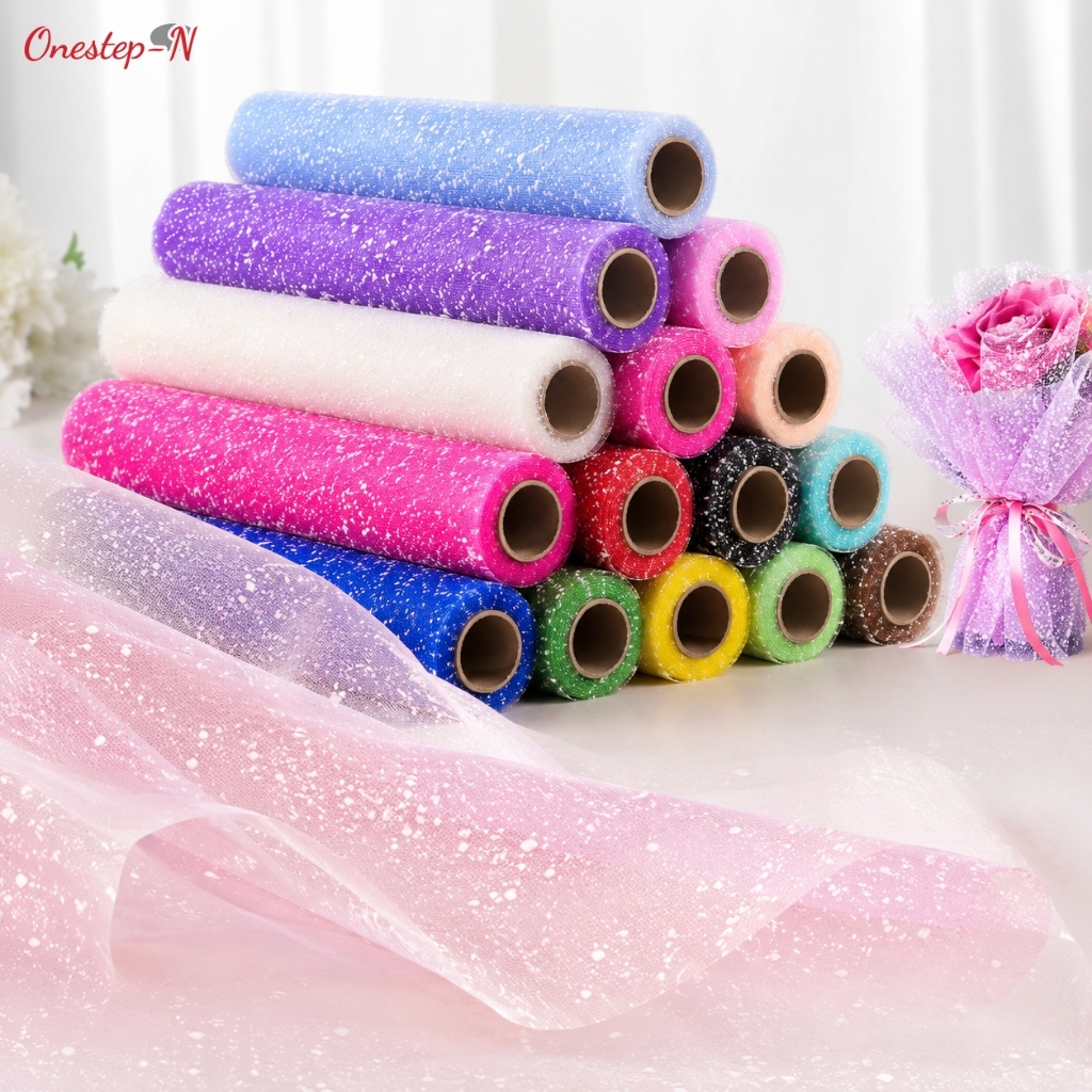 ตาข่ายหิมะม้วนใหญ่ 50ซม. 4หลา ผ้าห่อช่อดอกไม้ ตกแต่งของขวัญ มีหลายสี