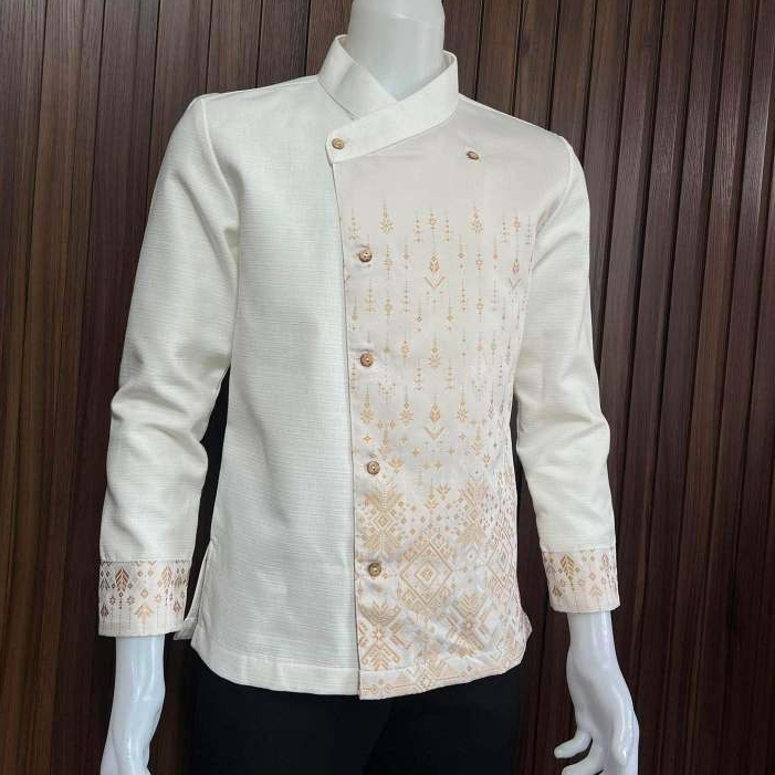 เสื้อผ้าไทย ลายแพรวาขาว บ