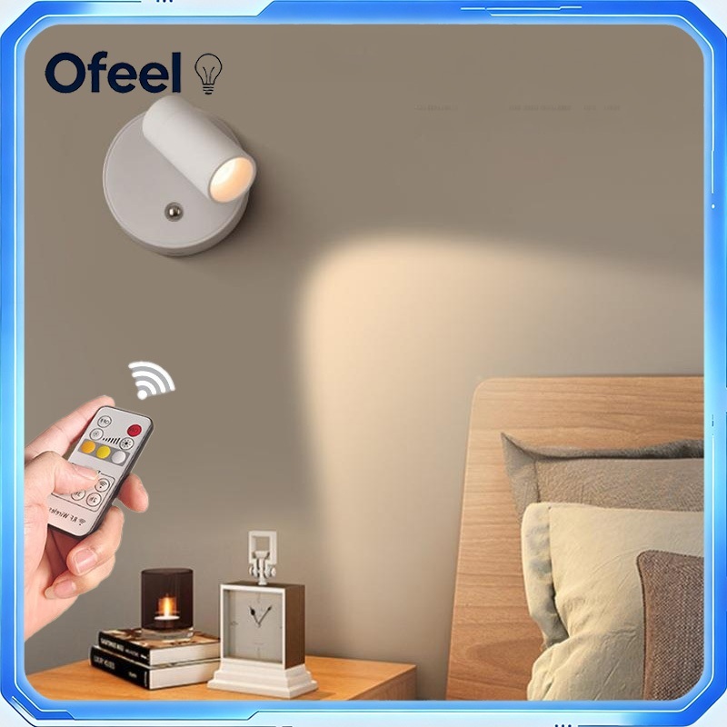 Ofeel โคมไฟติดผนังไร้สาย 8000mAh ใช้สูงสุด 20ชม. แม่เหล็ก ไม่ต้องเดินสาย รีโมท+สัมผัส ปรับแสง 3 สี