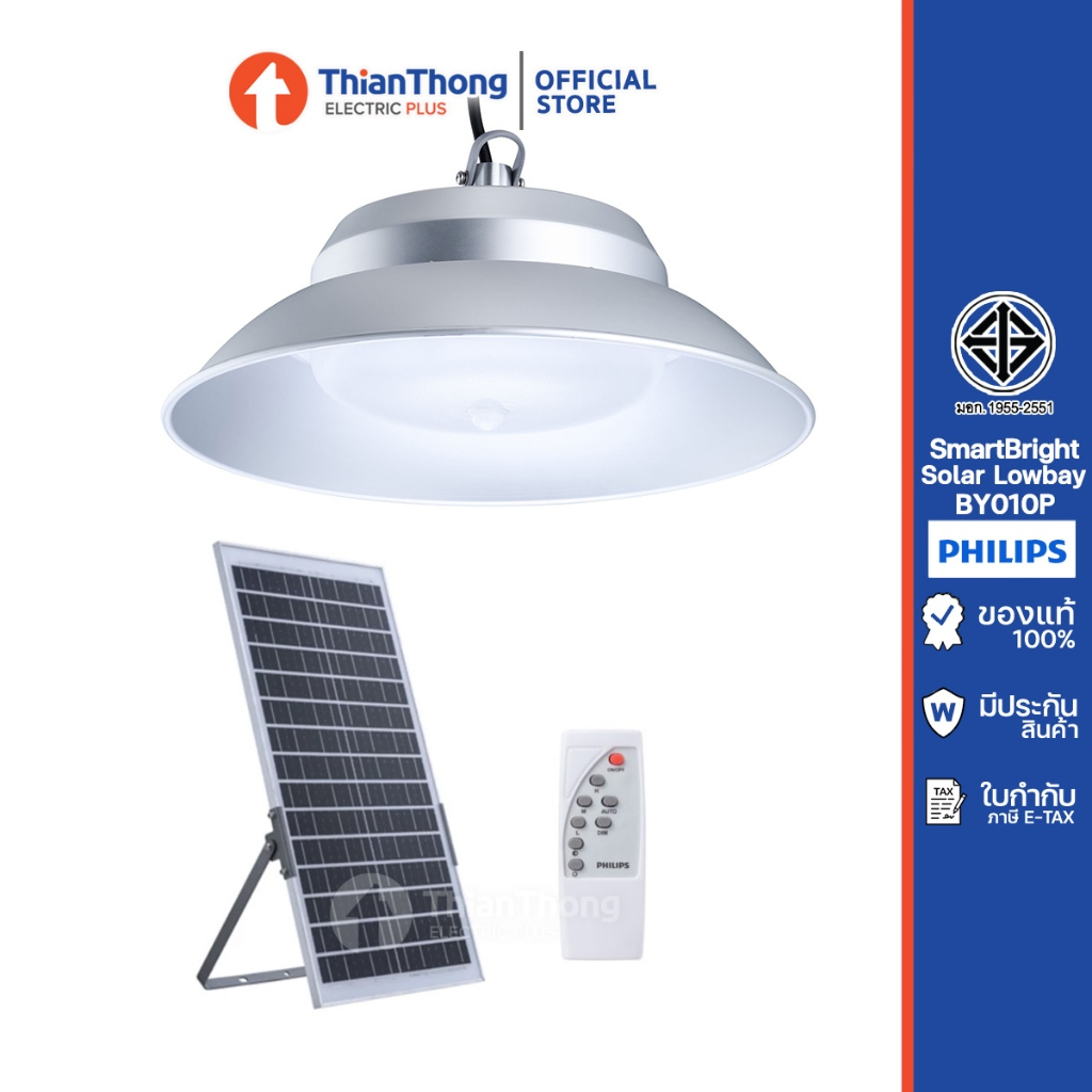 Philips โคมไฟ โลว์เบย์ แสงอาทิตย์ SmartBright Solar Lowbay BY010P LED36/765 ฟิลิปส์ แสงขาว