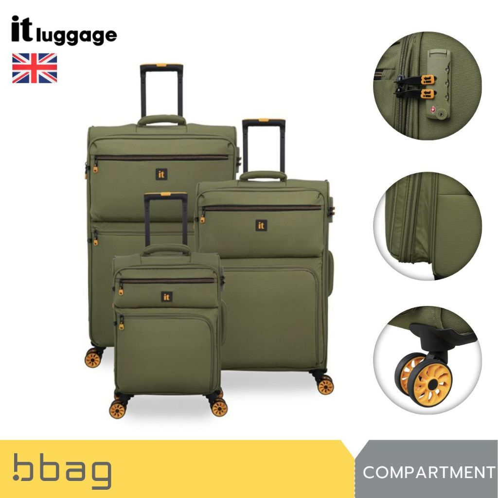 IT Luggage กระเป๋าเดินทางผ้า 20/24/28 นิ้ว รุ่น Compartment 3149 น้ำหนักเบา ซิปขยาย 25% 8 ล้อ TSA Lo