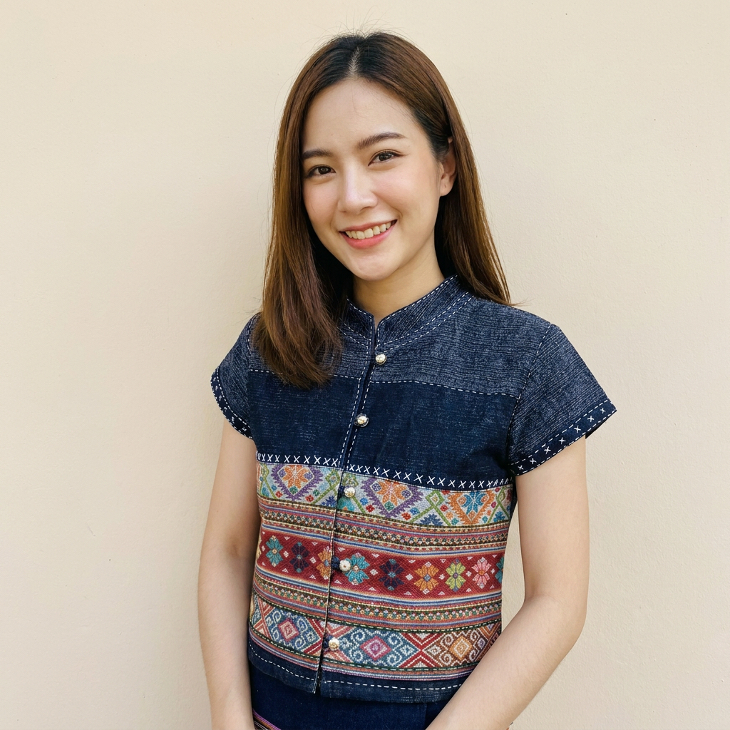 มนต์เสน่ห์เวียงพิงค์  เสื้อคอจีนแขนยาว ผ้าฝ้ายพื้นเมืองชินมัยสโตนวอช เนื้อนุ่ม ใส่สบาย ไซส์ 36-44นิ้ว