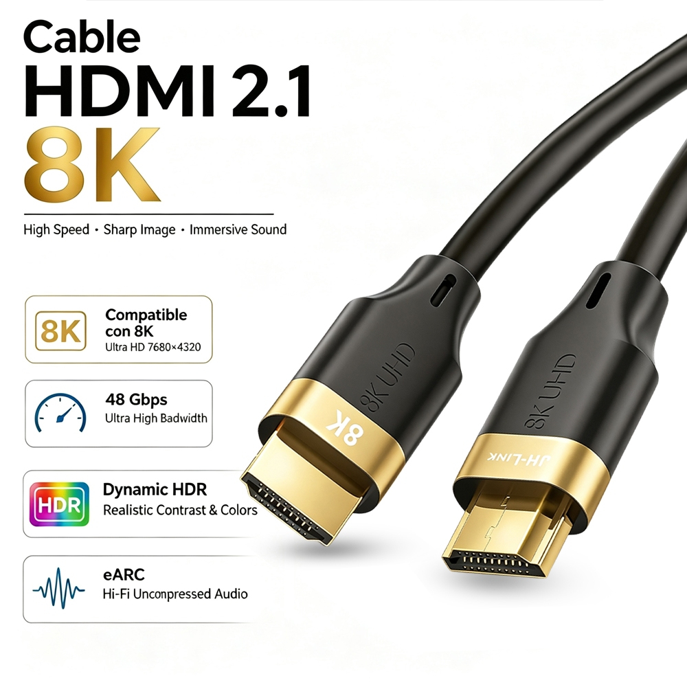 สายสัญญาณ สาย HDMI 2.1 8K 60Hz สำหรับทีวี คุณภาพสูง ความเร็วสูง ความยาว 1-5m