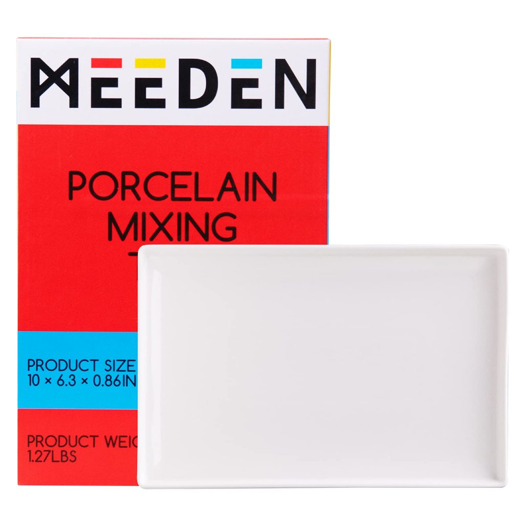 MEEDEN จานสีเซรามิกแบบถาด ผิวเคลือบพิเศษ ล้างสีออกง่าย