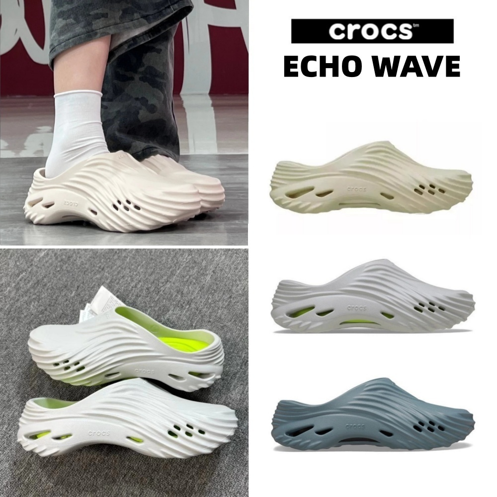 🎊ของแท้ 100%🎇CROCS  รองเท้าลำลองผู้ใหญ่ Echo Wave รองเท้าผู้ชายรองเท้าแตะ รุ่น 210521-0LD/210521-108