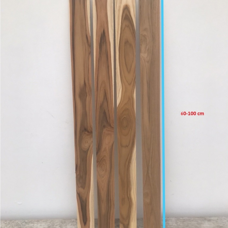 ไม้สักแผ่นเรียบ ขนาดกว้าง7.5cm. ยาว60-100cm. หนา1cm.