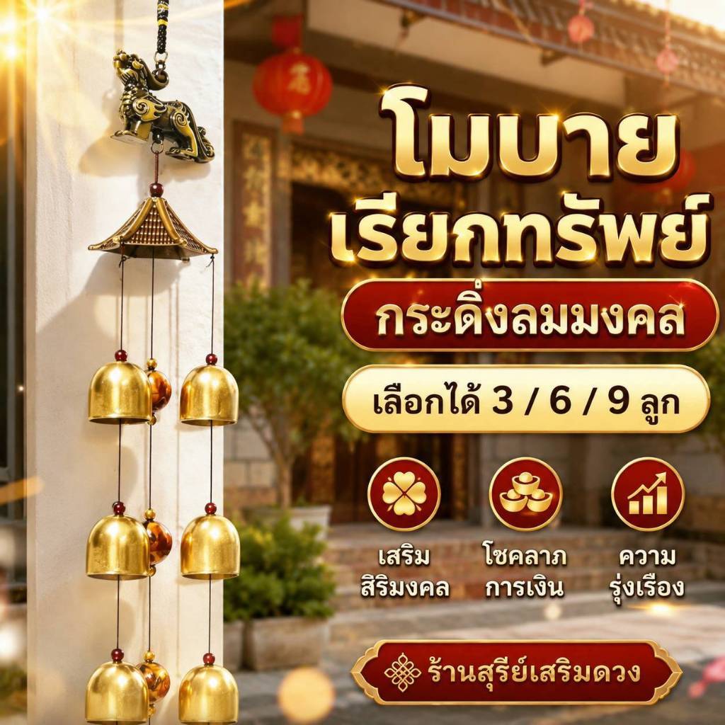 โมบายเรียกทรัพย์💯แขวนประตู🎈เสียงไพเราะที่สุด🎈กระดิ่งลม 3 / 6 / 9 ลูก  กระดิ่งลมปรับฮวงจุ้ย ตกแต่งบ้าน WIND CHIME