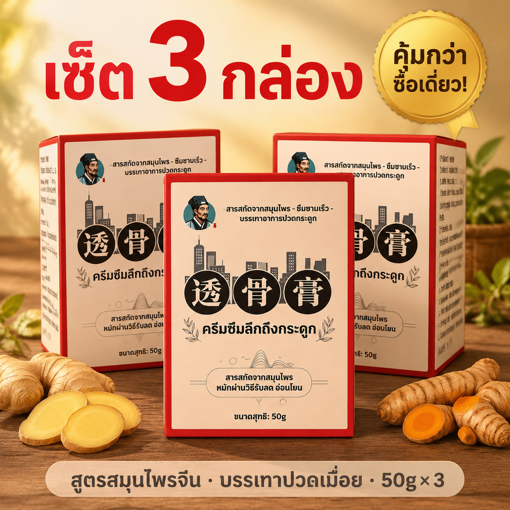 ครีมนวดแก้ปวดสมุนไพร คลายเส้น สูตรซึมซาบเร็ว บรรเทาปวดเมื่อยกล้ามเนื้อ สำหรับคนทำงานหนัก ออฟฟิศซินโดรม