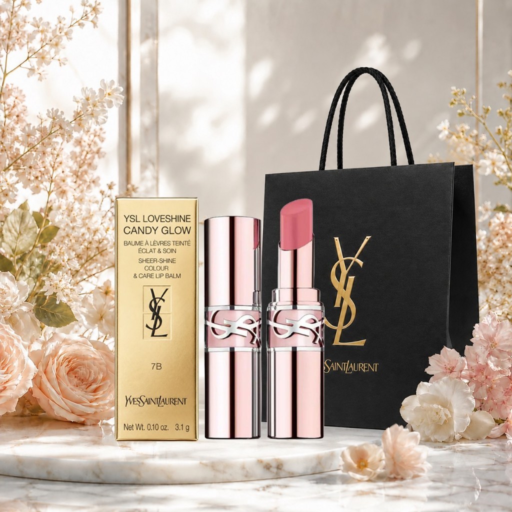 [แท้ 100%] YSL Loveshine Candy Glow #5B #7B ลิปสติกแท่งสีชมพู เนื้อฉ่ำโกลว์ เงางาม ปากอิ่ม บำรุงริมฝีปาก
