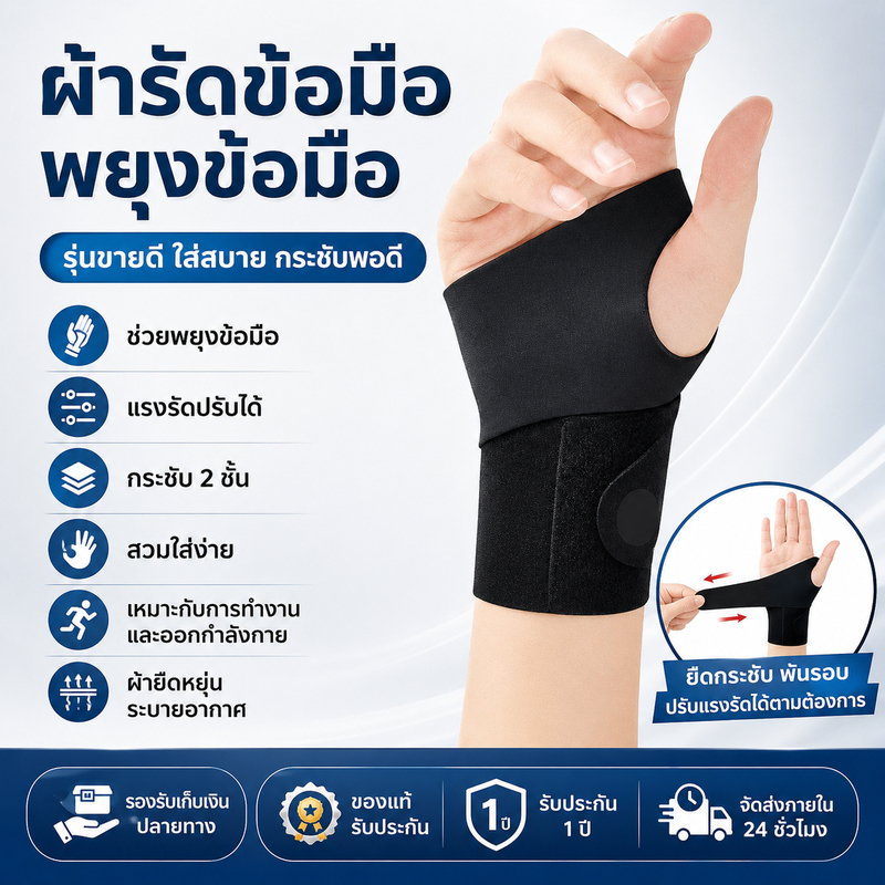 【COD】สายรัดข้อมือ พยุงข้อมือ Wrist Support ปรับกระชับได้ ห่วงนิ้วโป้ง ฟิตเนส ยกเวท ออกกำลังกาย กีฬา 