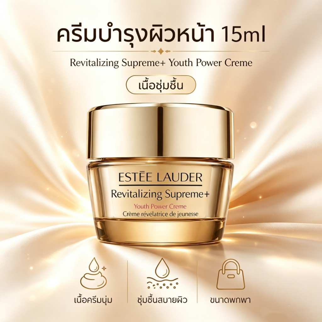 【NEW!】Estee Lauder Revitalizing Supreme+ Youth Power Creme 15ml เหมาะสำหรับผิวแพ้ง่าย เหมาะสำหรับทุกสภาพผิว ครีมบำรุงผิว