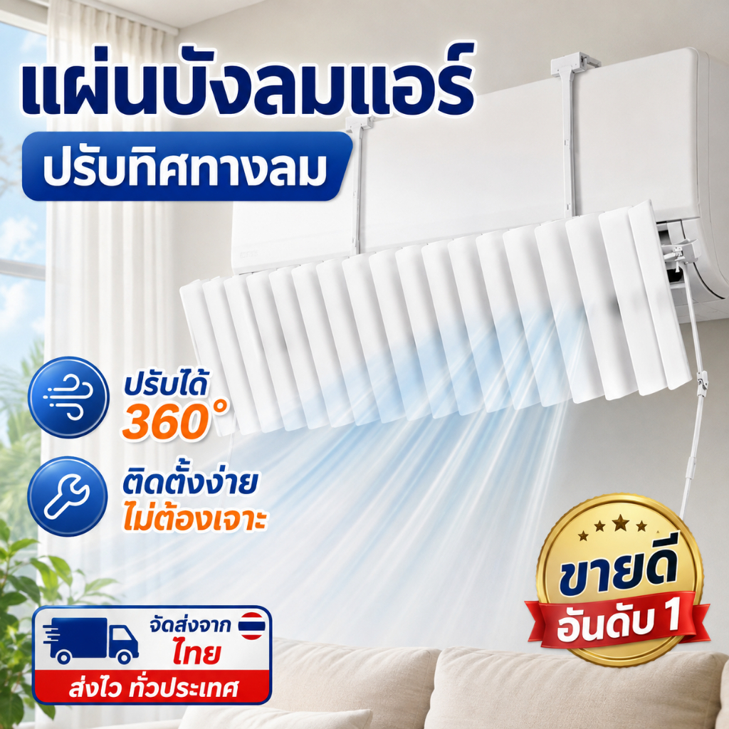 แผ่นบังลมแอร์ อุปกรณ์ปรับทิศทางลม หยุดลมหนาวตรง ลดฝุ่นละออง ติดตั้งไม่ทำลายผนัง ใช้งานคุ้มค่า เข้ากับแอร์ติดผนังบ้าน