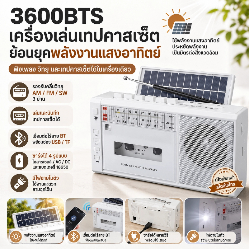 ⭐Local Delivery⭐เครื่องเล่นเทปคาสเซ็ตวินเทจ พกพาได้ วิทยุ AM/FM/SW บลูทูธ USB เล่น MP3 บันทึกเสียง สเตอริโอคุณภาพดี