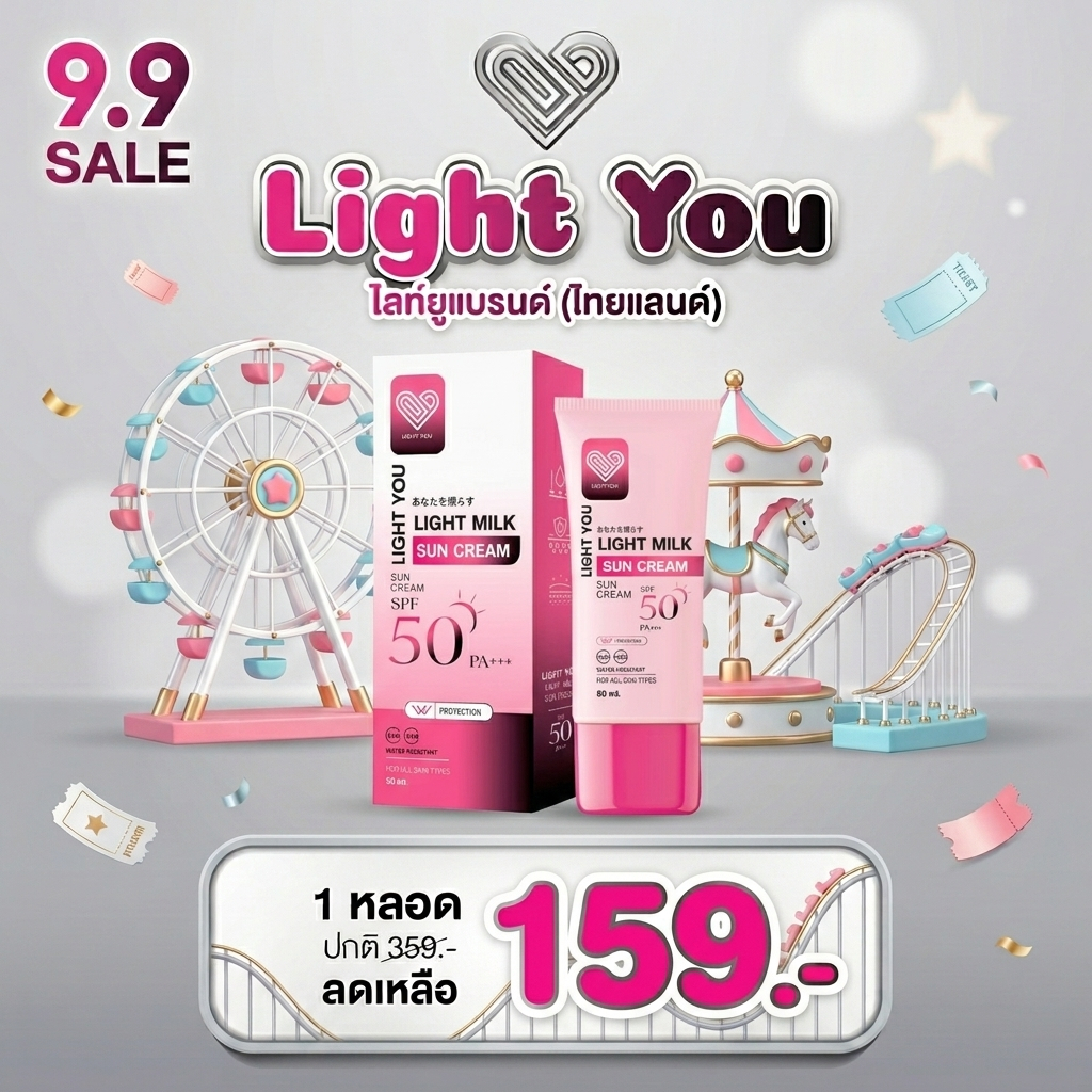 [ตะกร้าบริษัท] กันแดดนมสด ครีมนมสด ไลท์ยู ไลท์มิลค์ LIGHT YOU LIGHT MILK SUN CREAM 50 กรัม