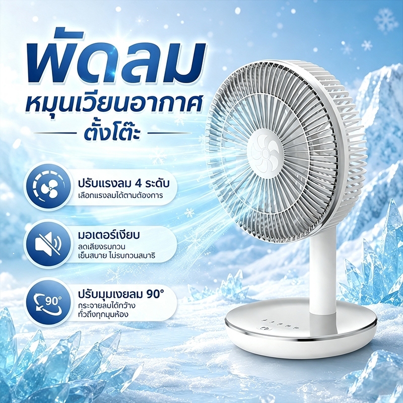 พัดลมพกพา 10000mAh แบตอึด 20ชั่วโมง ลมแรง เสียงเงียบ3ระดับลม แคมป์ปิ้ง เดินทางพัดลมตั้งโต๊ะ พัดลมเงียบ